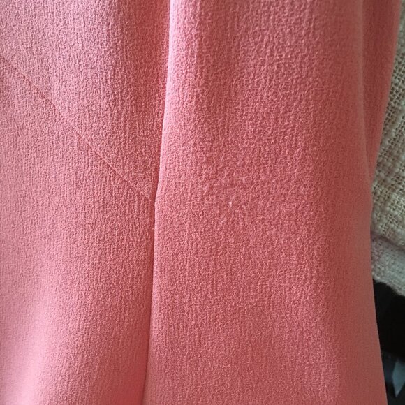 Sharagano Noir Peach Salmon Crochet Lace Collar Sheath Crepe Suit Dress 12 - Picture 7 of 10